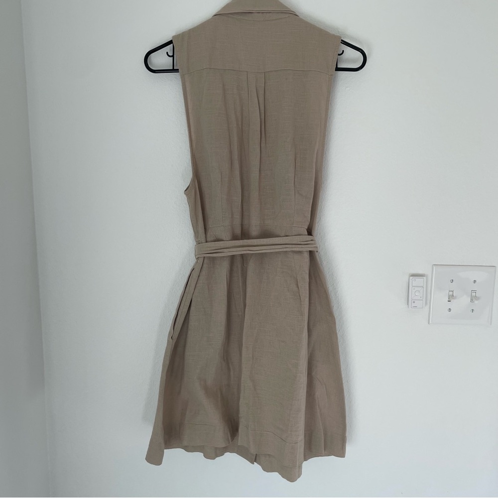 Free People Hepburn Cotton Trench Dress Tan Size 4 Belted Button Front Mini - Picture 11 of 13